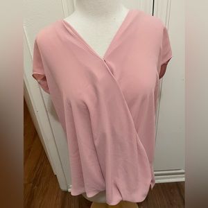 Halogen Pink Cap Sleeve V-neck Surplice Blouson Blouse